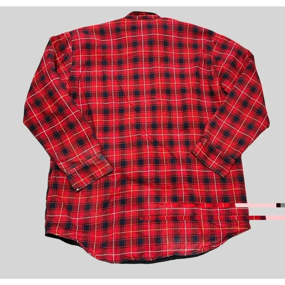 Vtg Sports Afield Men XL Quilted Red Flannel Shirt Jacket Distressed Thrashed